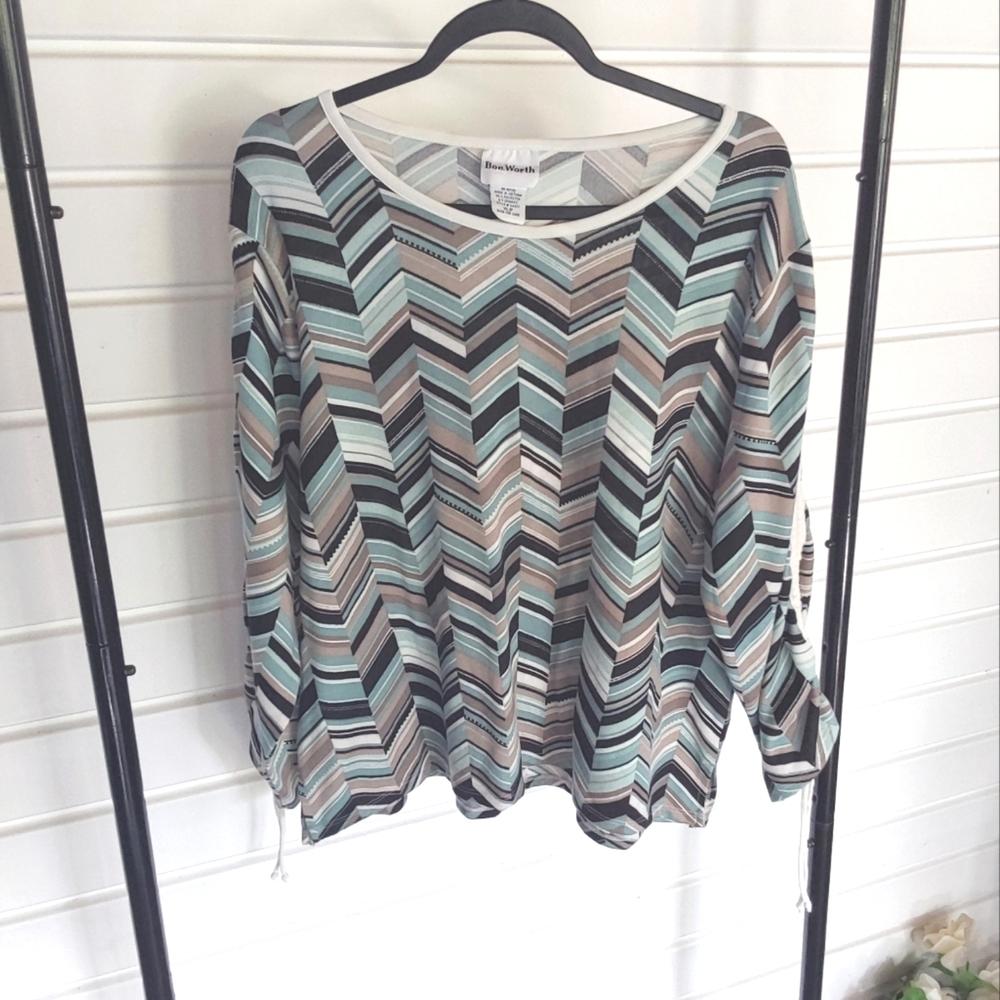 Chevron Patterned Women's Top By BON WORTH size XLP